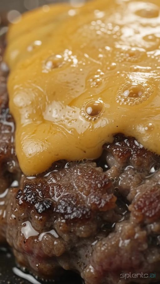 Melting Cheddar On Burger Patty Sizzle