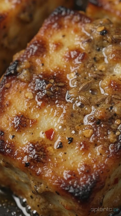 Sizzling Paneer Cubes Macro Shot