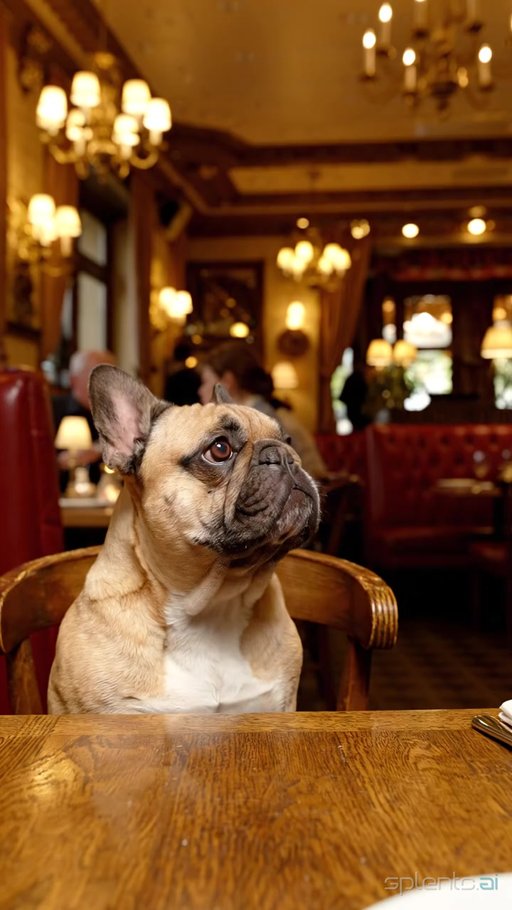 French Bulldog at Restaurant