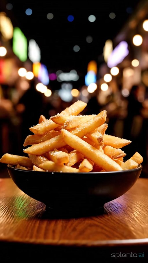 French Fries on Wooden Table