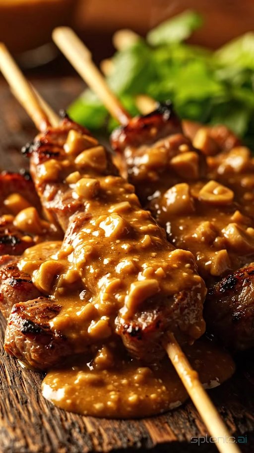 Grilled Meat Skewers with Peanut Sauce
