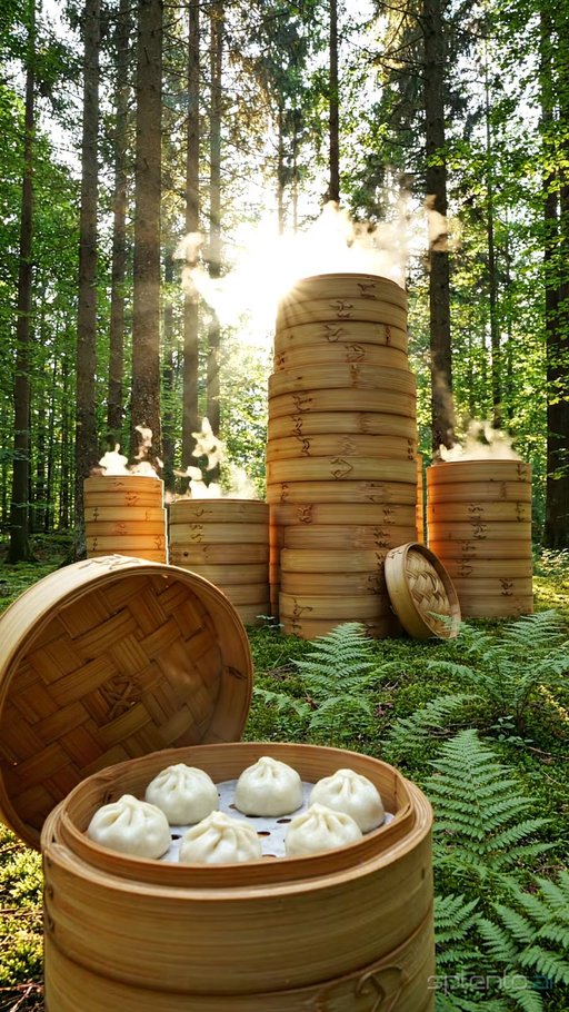 Steaming Dim Sum in Forest