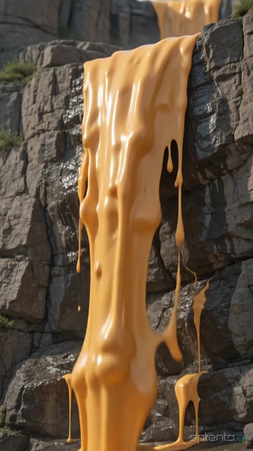 Cheese Sauce Waterfall Flow And Splash