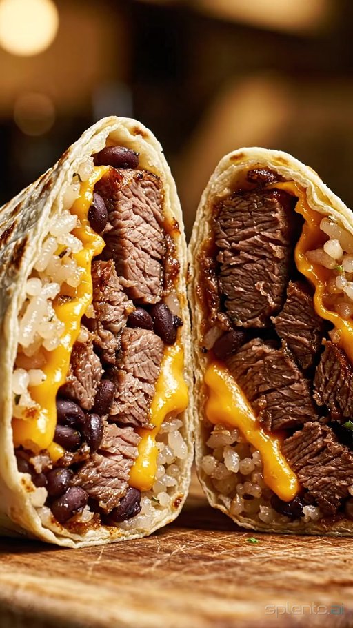 Steak Burrito on Cutting Board