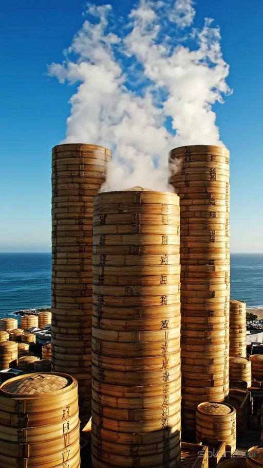 Bamboo Cityscape Overlooking Ocean