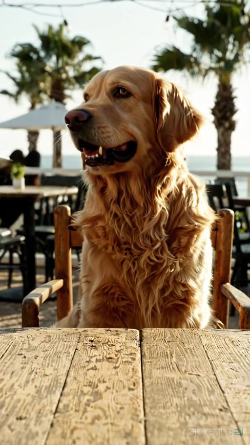 Golden Retriever at Outdoor Café