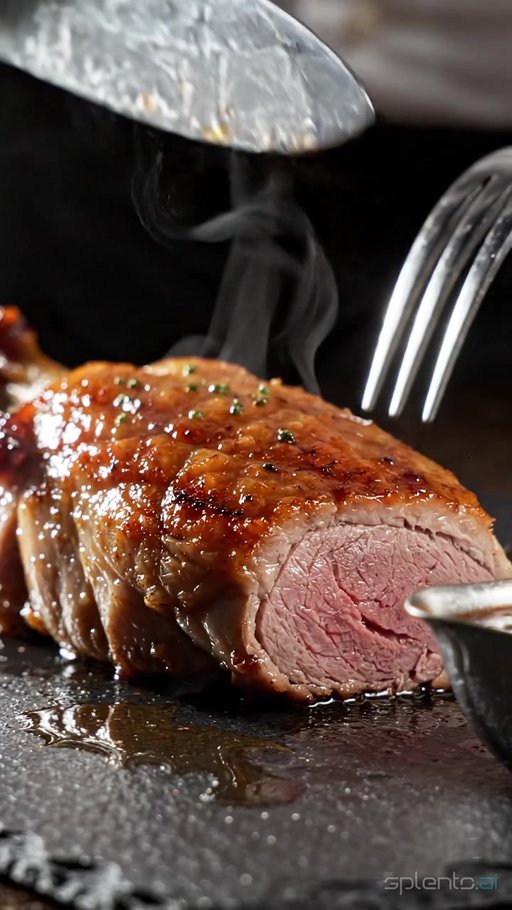 Chef Slicing Roasted Duck Breast