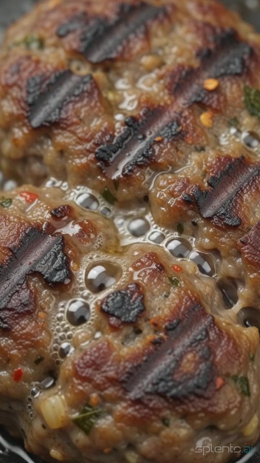 Sizzling Grilled Meat Patties Macro