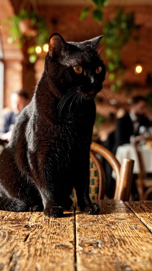 Dimly Lit Restaurant Cat