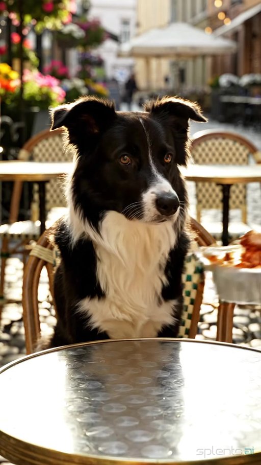 Patient Dog at Parisian Cafe