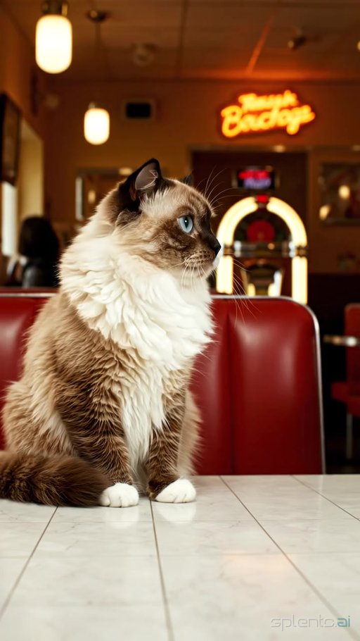 Cat Eats Cheeseburger