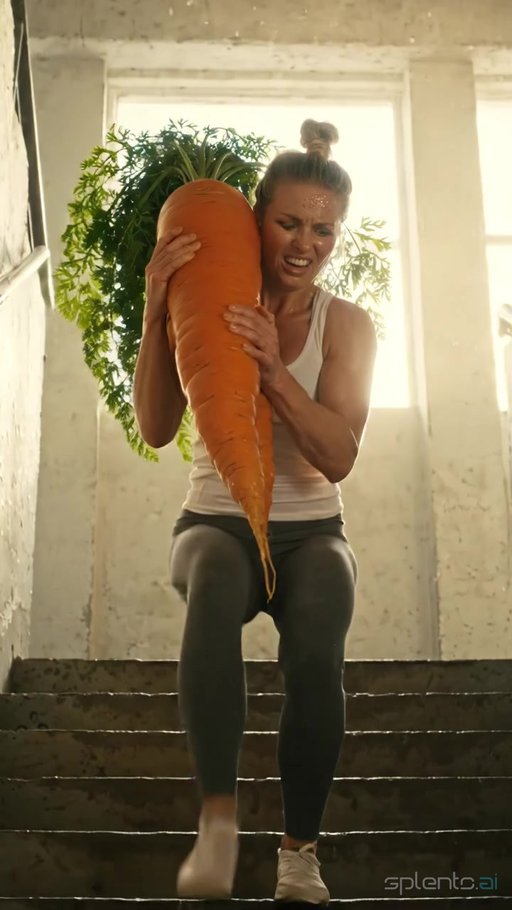 Athletic Woman Carrying Giant Carrot