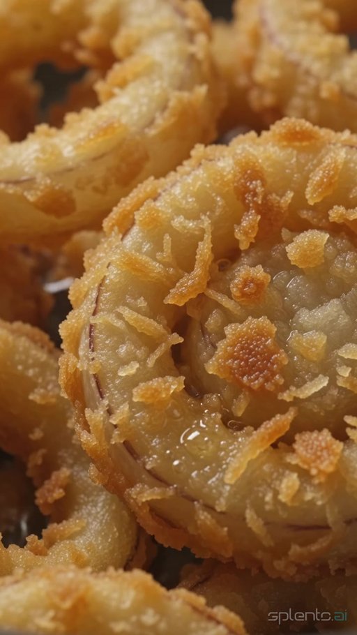 Crispy Onion Rings Frizzling Macro
