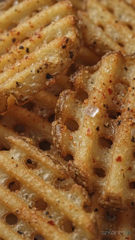 Crispy Waffle Fries Seasoned Macro Shot