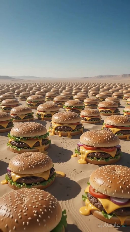 Surreal Desert Burger Scene — restaurant video