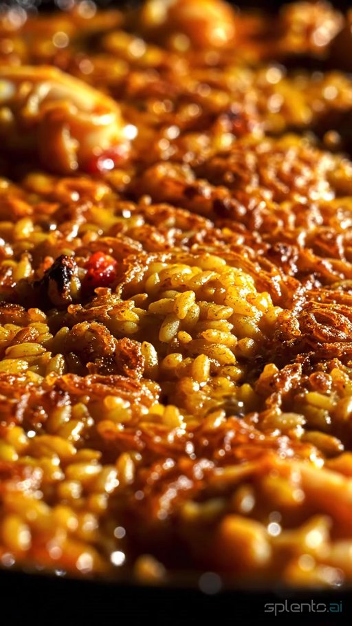 Spanish Seafood Paella Pan Close-Up
