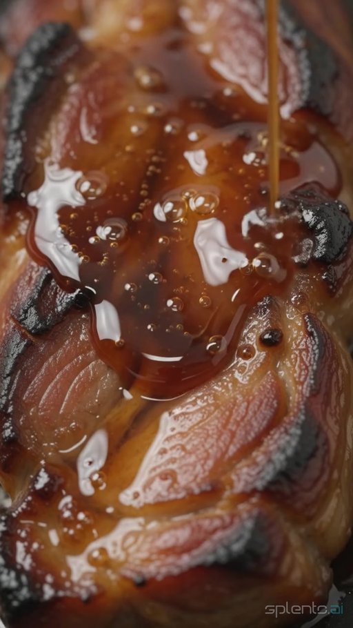 Glazed Roast Pork Sauce Pour Macro