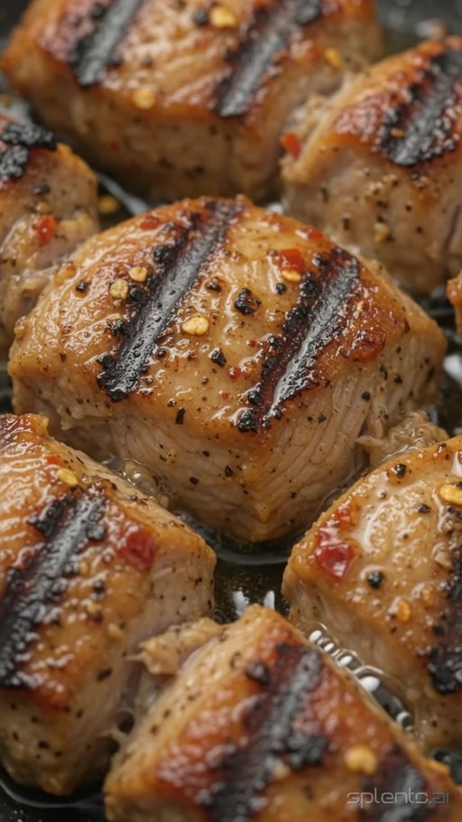 Grilled Pork Cubes Sizzle And Drizzle