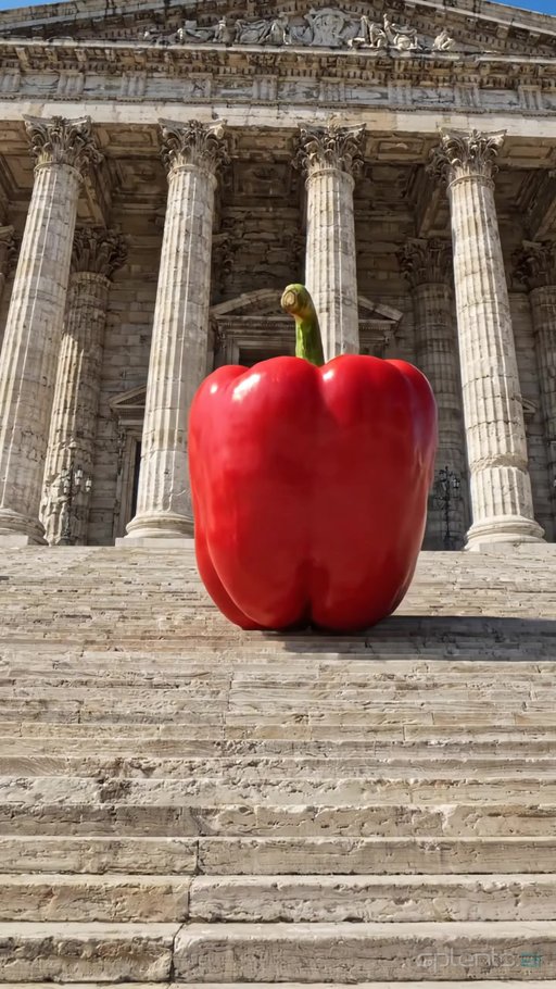 Vibrant Red Pepper on Ancient Steps — restaurant video