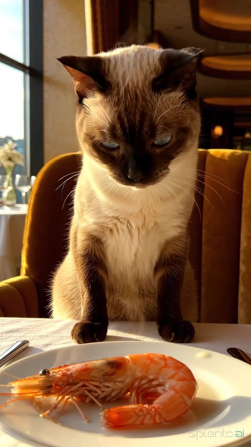 Elegant Siamese Cat at Dinner