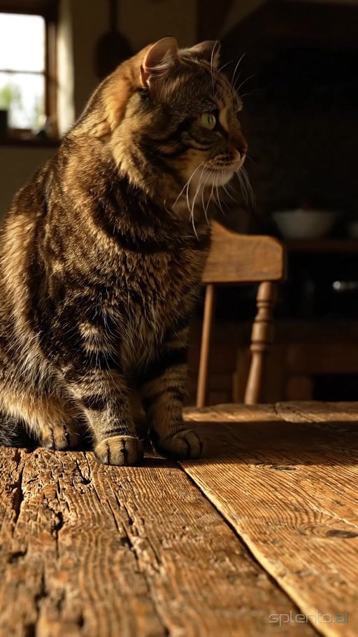 Cat Eats in Warm Room