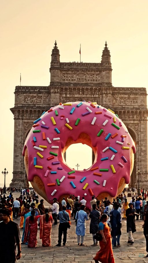 Pink Donut Sculpture Near Gateway of India