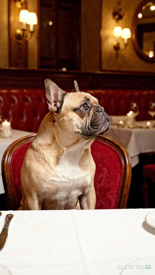 French Bulldog at Restaurant
