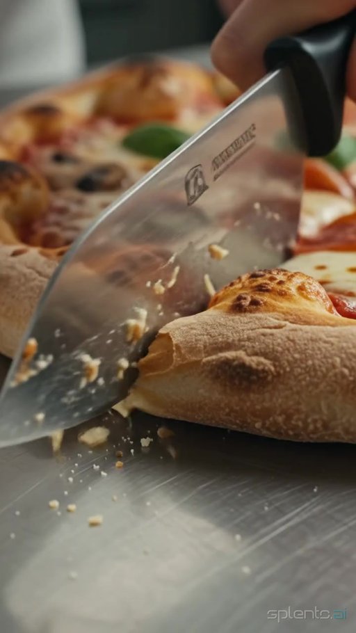 Cutting Pizza with Chef's Knife — restaurant video