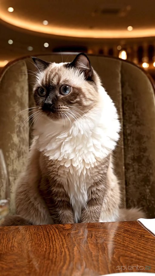 Ragdoll Cat in Luxury Restaurant