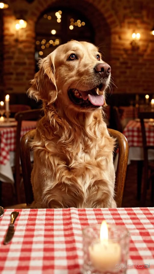 Golden Retriever in Italian Trattoria