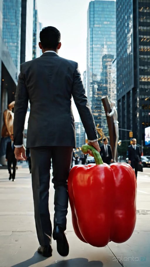 Suit Wearer Carrying Bell Pepper