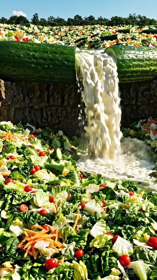 Giant Cucumber Salad Waterfall Fantasy