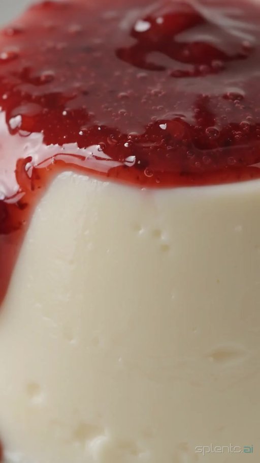 Panna Cotta Berry Sauce Pour Macro