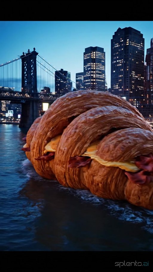 Croissant Floating Over NYC