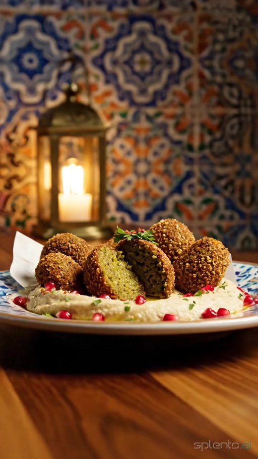 Falafel Plate with Hummus and Pomegranate
