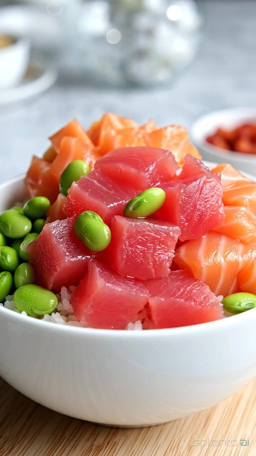 Vibrant Poke Bowl with Tuna and Salmon
