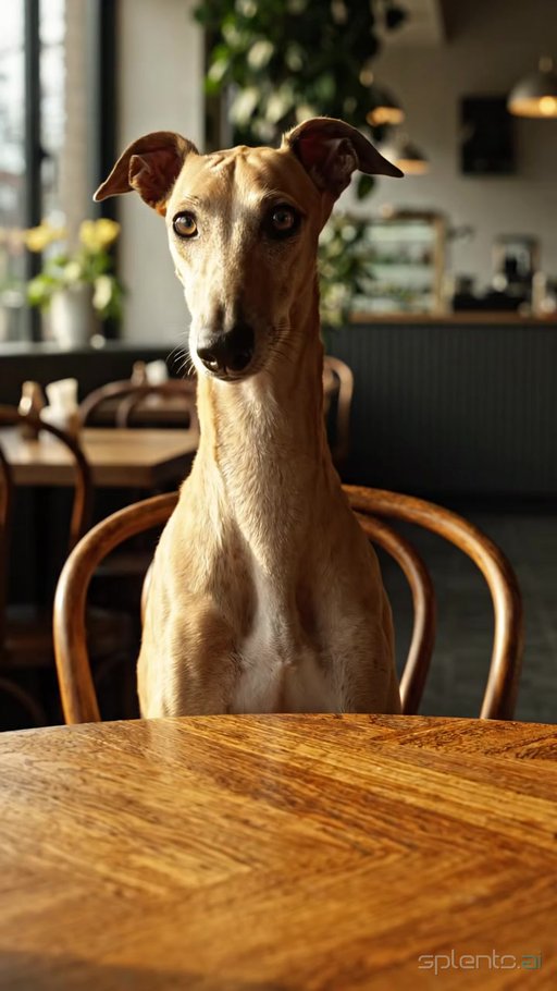 Greyhound in Cafe