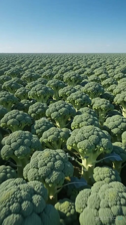 Broccoli Field in Blue Sky