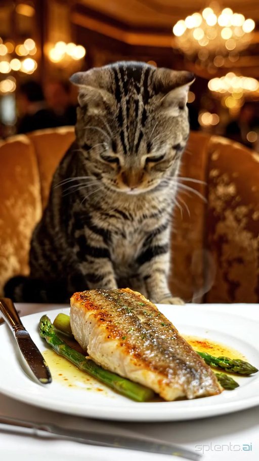 Luxurious Cat Watching Dinner