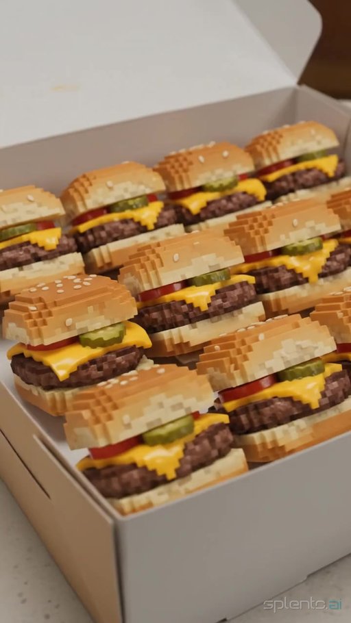 Pixelated Burger Box And Dip