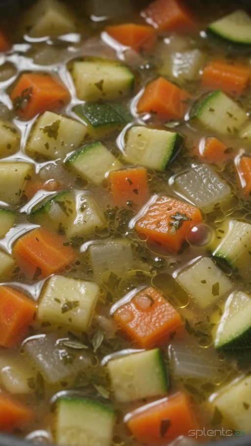 Vegetable Soup Simmering in Pot