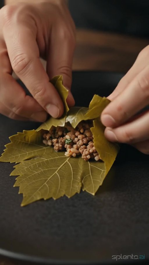 Grape Leaf Dolma Preparation — restaurant video