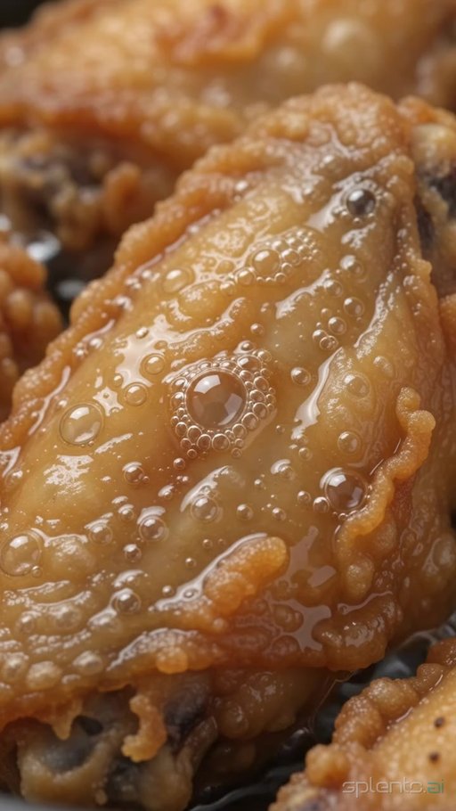 Crispy Fried Chicken Wings Sizzling Macro