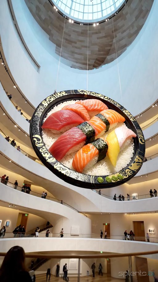 Sushi Sculpture in Ice Cream Museum — restaurant video