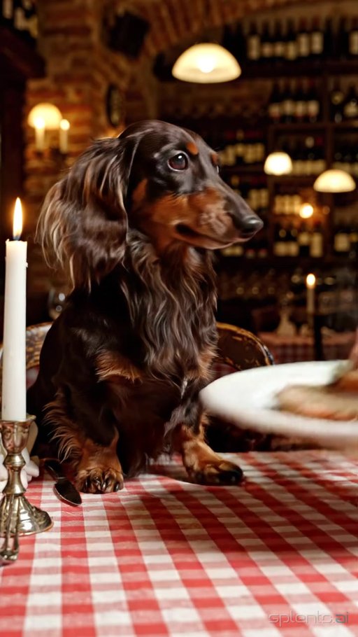 Attentive Dachshund at Rustic Table