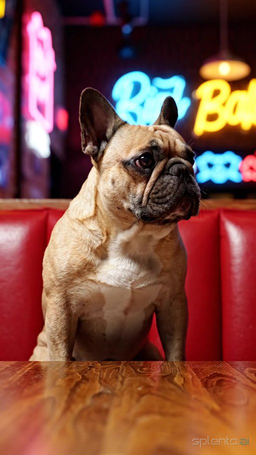 French Bulldog Enjoying Burger