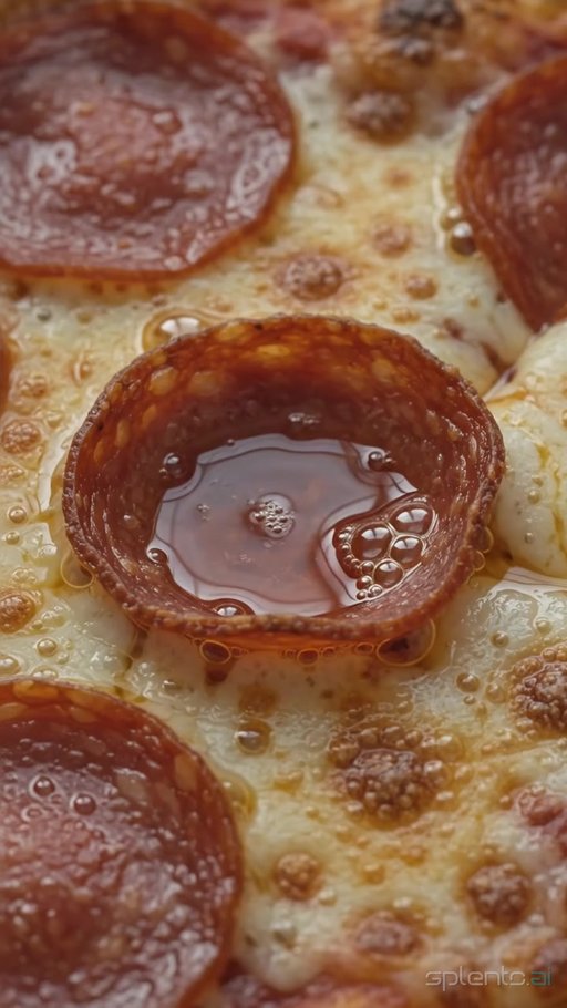 Pepperoni Pizza Sizzling Oil Macro